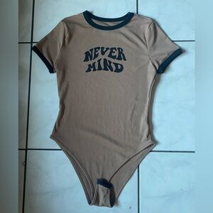 SHEIN Tan Bodysuit with Black Accents